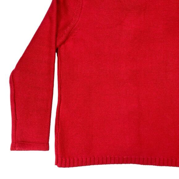 Karen Scott Cardigan Sweater Womens S Red Chunky Cable Knit Granny Cozy Academia - Picture 8 of 16